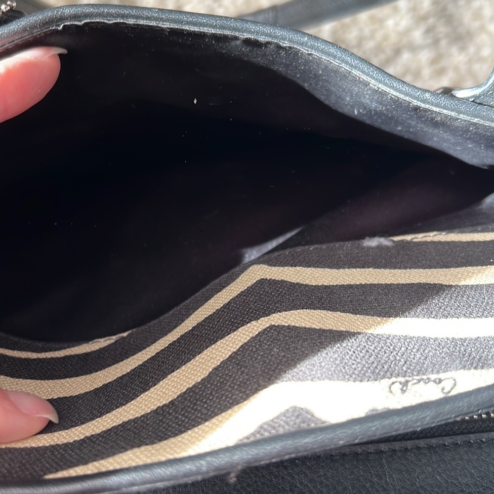 Coach Tote zebra print in tan & black leather trim & handles EUC - Picture 8 of 13